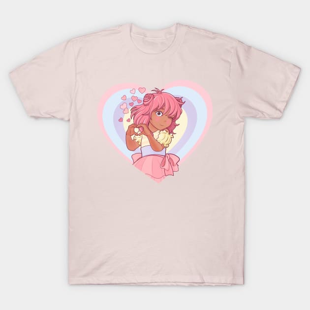 Kawaii Girl Heart Japanese T-Shirt by Juriren